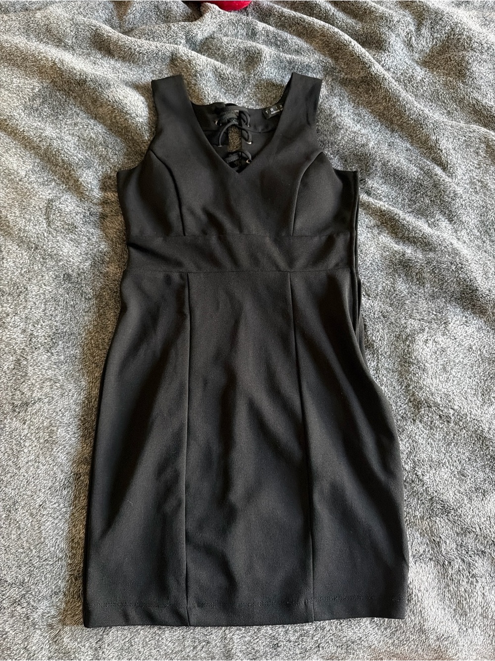 Classic Black Lace-Up V-Neck Women's Dress - WORN ONCE